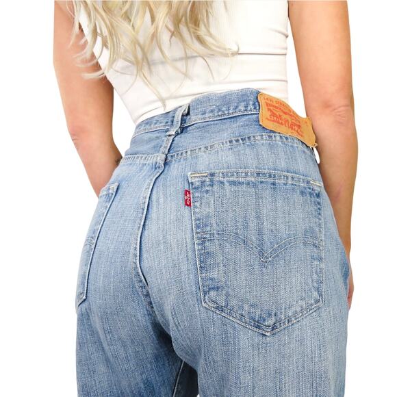 1990s Vintage Levis 501 High Rise Straight Leg Back Yoke Jeans Mom Jeans 34" - Picture 2 of 6